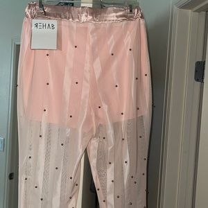 Pink Sheer Pants With Shorts